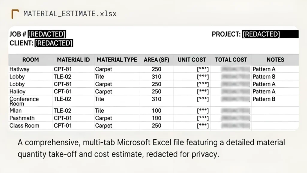 flooring estimating sample project
